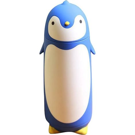 MINKUROW Pingüino Termo De Vacío De Acero Inoxidable Taza De Viaje Botella De Agua De Té Frasco De Café (Azul) (1/5)