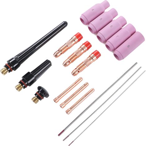 Kit de soudage TIG 17 pièces ABS pour torche de soudage à l'arc argon WP17 18 26, comprenant des pièces pour l'infusion de verre.