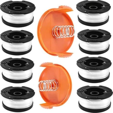 Bobine de fil pour coupe-bordure - Compatible Black & Decker (GL/ST) - 8 bobines + 2 couvercles - Fil 9,15 m (1/4)