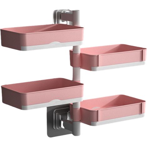 1 porte-savon adhésif, rotatif à 4 niveaux, pour salle de bain et cuisine, support mural sans perçage (1/5)