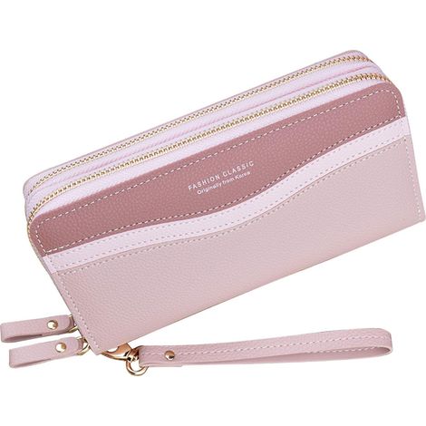 Portefeuille long avec plusieurs emplacements pour cartes (rose),