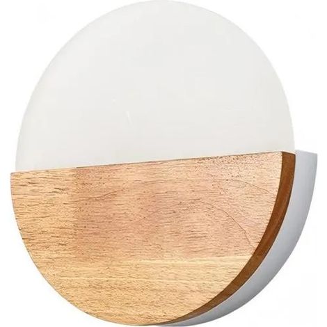 Applique Murale - 6 W - LED Blanc Chaud - Abat-jour Bois Acrylique - Design Ovale Minimaliste - Intérieur - 1 Pièce (1/5)