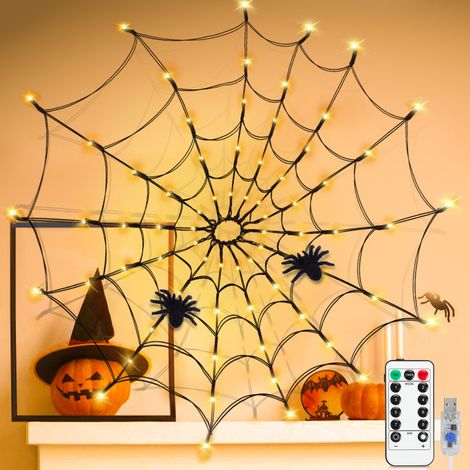 SWANEW Ragnatela LED luminosa 8 modalità Luce d'atmosfera a rete con telecomando per la festa di Halloween (1/5)