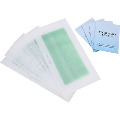 Lot de 40 bandes de cire dépilatoire papier + 4 lingettes nettoyantes, épilation peau douce, kit complet sans douleur, format voyage, pour jambes et bras (1/5)