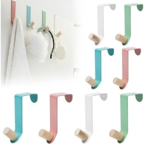 8Pcs Crochets pour Rebord de Porte, Crochet Porte Manteau Sans Percage Patère de Porte à Suspendre Crochets de Porte Réversibles (1/4)
