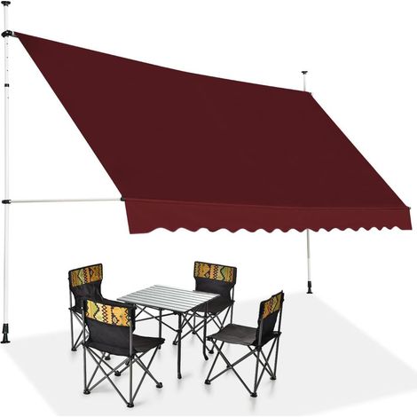 Tenda da sole retrattile 350 x 200-300 cm regolabile tramite manovella per terrazze e giardini moderni alluminio rosso 200010440
