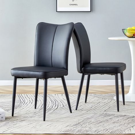 sedie da pranzo completamente nere, dal design moderno, disponibili in diversi colori, alte 89 cm, in similpelle nera, adatte per ufficio, ristorante, ecc.