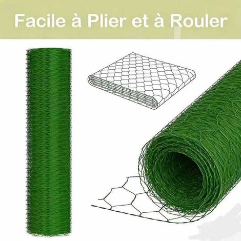 Hexagonal mesh - DAYPLUS - 1 m x 25 m - Green PVC coating - Thickness 0.7 mm - Mesh size 25 mm