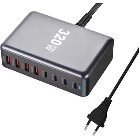 Chargeur de Bureau GaN 320 W Chargeur PD USB Type C à 8 Ports Charge 3.0 USB Type C Chargeur Chargeur USB Mobile Prise UE (1/5)