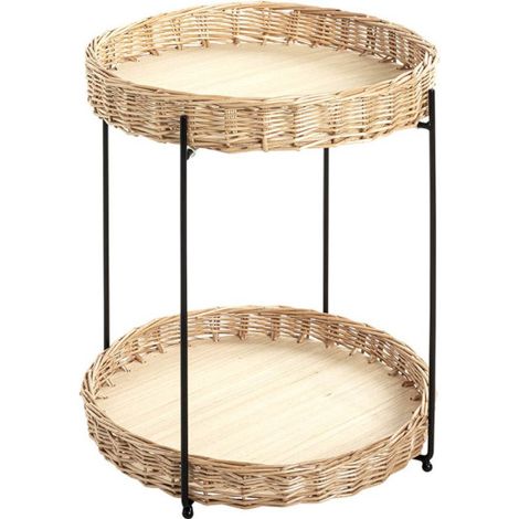 Table d'Appoint Osier "Irène" 49cm Naturel & Noir (1/4)