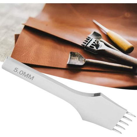 Poinçon rond de 5 mm pour percer le cuir, outils de sculpture et d'artisanat du cuir, poinçon à 5 dents (1/5)