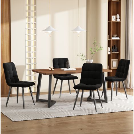 ensemble table chaises 117x68 cm MDF noyer OKMYHOME (1/5)