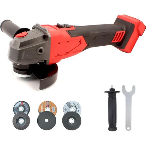 Battery Angle Grinder Compatible with Milwaukee 18 V, Angle Cutter 125 mm Wheels, Brushless Grinding Tool 800 W 12000 rpm, Angle Grinder with 6 Discs for Cutting, Grinding and Polishing (1/5)