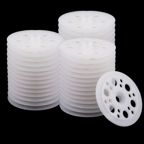 100pcs Rondelles Plates en Plastique, Rondelles en Plastique de 45mm Rondelles en Polypropylène Rondelles en Mousse pour la Fixation et le Support des Panneaux Isolants en Mousse (1/5)