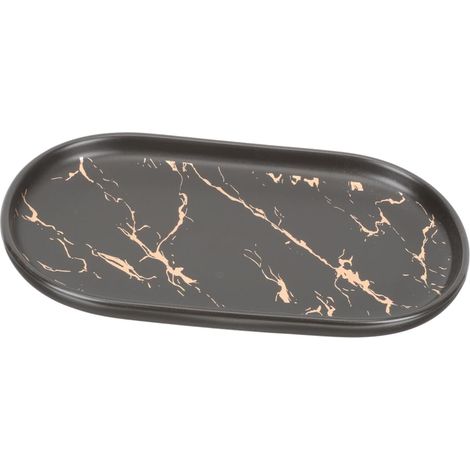 Plateau de Rangement pour Articles Divers et Plateau Décoratif Marbre en Céramique Surface Lisse et Stabilité pour Décoration de Salle de Bain et Bureau'-'- (1/5)