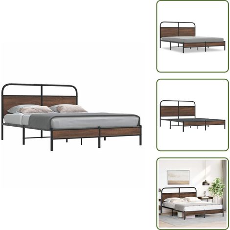 Cadre de lit sans matelas 150x200 cm chêne marron - Cadre De Lit - Cadres De Lit - Meuble De Chambre À Coucher - Lit (1/5)
