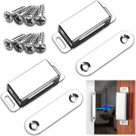 Autocollants - 2 pièces - ventouses argentées pour porte d'armoire en acier inoxydable - argent
