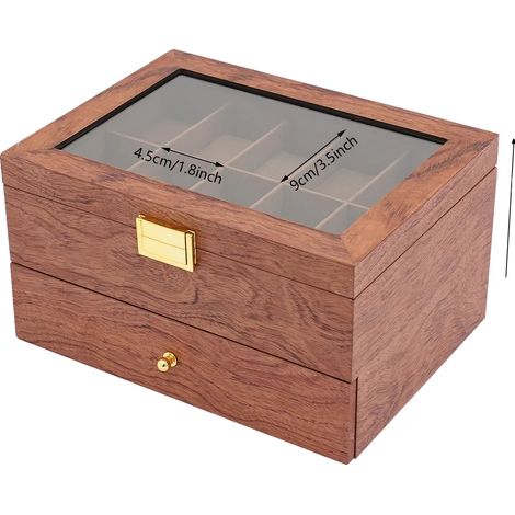 Caja para guardar relojes, diseño de 20 compartimentos, construcción de madera duradera, Madera (1/2)