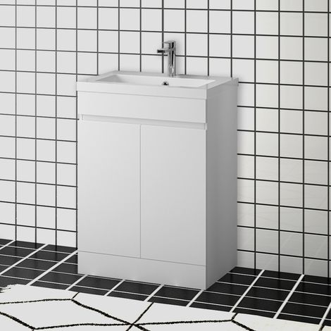 AICA 500mm Bathroom Vanity Unit without Basin Gloss White 2 Doors