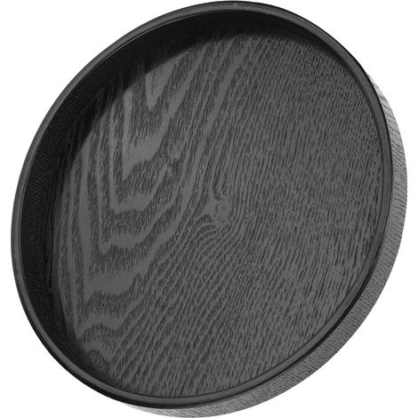 Plateau à thé rond en bois noir (1/5)