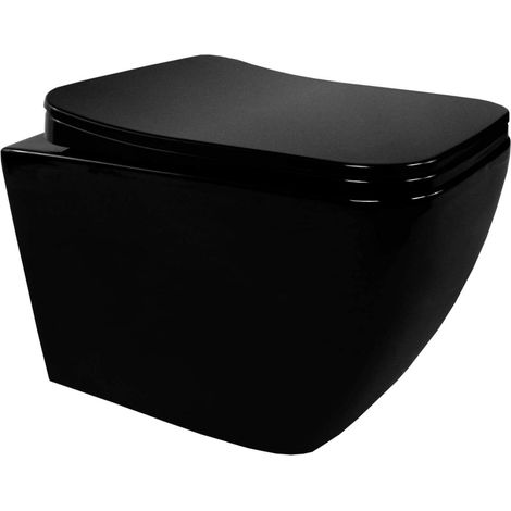 WC suspendu NOIR avec abattant soft close - sans bâti-support (1/5)