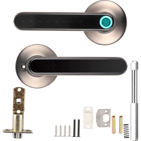 Ortviai Smart Lock de porte Bluetooth avec empreintes digitale, code, application et batterie intégrée - Serrure intelligente noire (poids de porte 35-55mm) (1/3)