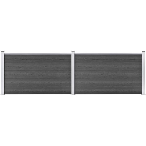 FIMEI Ensemble de panneau de clôture WPC 353x105 cm Noir (1/5)