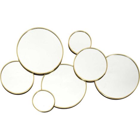 Miroir Rond Décoratif en Bois MDF Asymétrique 57 cm Or (1/5)