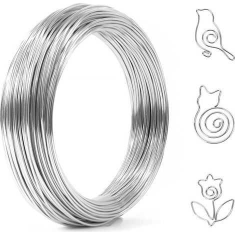 Fil d'aluminium - 1,2 mm d'épaisseur - 30 mètres de long - Argenté - Création de bijoux - Bricolage - Décoration - Sculpture à faire soi-même (1/5)