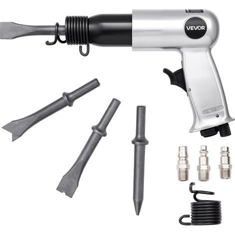 Marteau Pneumatique, 3500 bpm, Burineur Pneumatique Compact, Longueur de Course 7 cm, avec 4 Burins 12 cm, pour Couper le Métal, Démolir les Murs en Béton, Ciseler les Sols, Dévisser les Boulons (1/5)