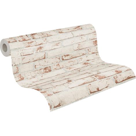 Vliestapete in Steinoptik – 1 Rolle – Vlies – 3D-Muster in Rot und Beige – Wohn-/Schlafzimmer – 10,05 m x 0,53 m (1/5)