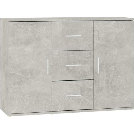 Aparador de madera contrachapada gris hormigón 91x29,5x65 cm vidaXL