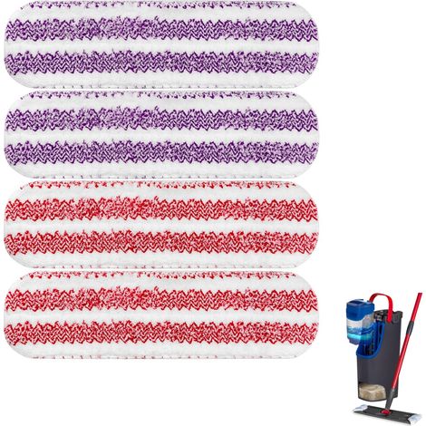 Lot de 4 lingettes de balai en microfibre pour Vileda/O-Cedar H2PrO, lavables, 2 couleurs (1/5)
