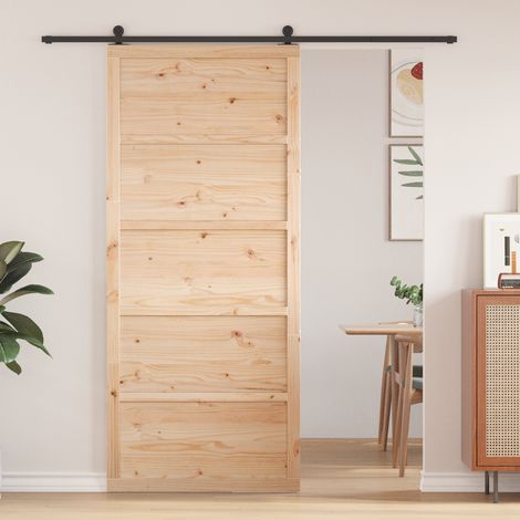 Maison Exclusive - Scheunentür Natur 100 x 2,5 x 208 cm Massives (1/5)