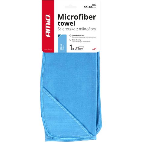 Chiffon en microfibre pour le nettoyage des vitres et des miroirs 30x40 cm amio-03731 (1/3)