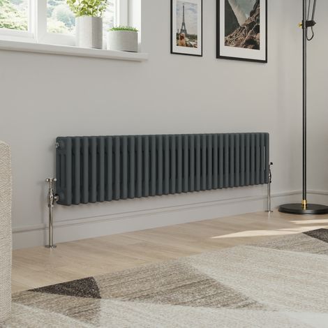 Warmehaus Traditional Triple Column Anthracite Radiator Cast Iron Style Radiators 300x1462mm