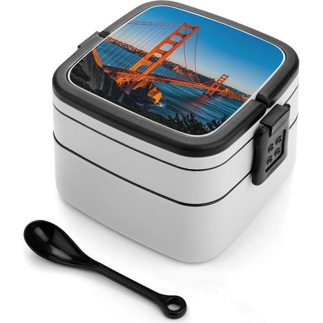 Boîte à bento empilable pour adultes, décorée du pont de la baie (1/5)