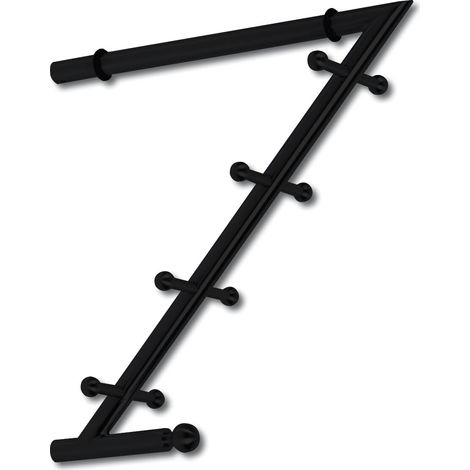Technik-Team Garderobenarm Month mit 4 Doppelhaken, Höhe 285mm - Wandhaken Garderobenstange mit Kleiderhaken, Eisen schwarz matt