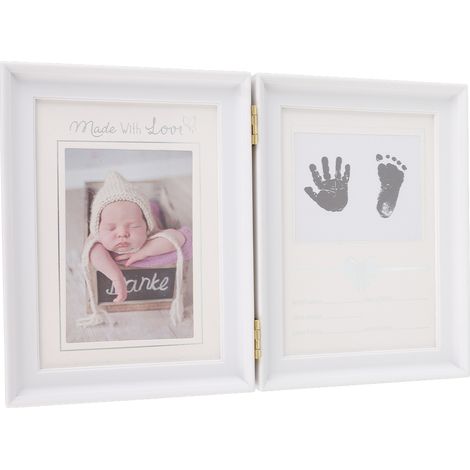 Kit d'empreintes de mains et de pieds de bébé, panneau plastique à densité moyenne, décoratif et attrayant, 31,5 x 20,7 x 1,7 cm, cadre déplié pour empreintes de nouveau-né
