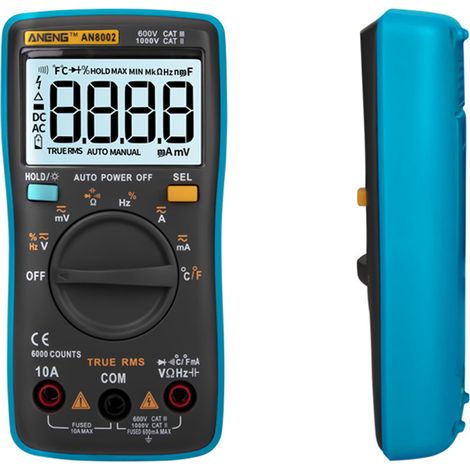 Multimètre AN8002 6000 pts TRMS auto bleu multifonction (1/5)