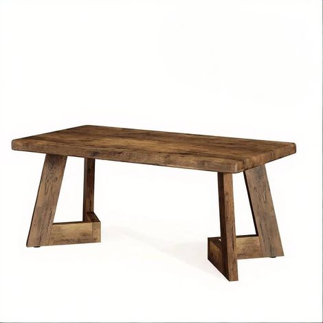 CHICFURN Tavolino da caffè rettangolare 120x60 cm in legno marrone rustico per salotto, 100 kg (1/5)