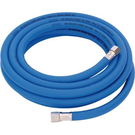 Draper 31727 High Visibility Hybrid Air Hose, 5m x 10mm, 1/4"" BSP, Blue