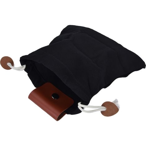 Sac de Cueillette en Cuir PU et Toile, Poche de Rangement pour Fruits, Sac à Outils Accroché à la Ceinture pour Randonnée et Camping - Noir