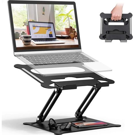 Verstellbarer Laptop-Ständer, verstellbarer Laptop-Ständer für Schreibtisch, tragbarer Laptop-Riser hält,Black