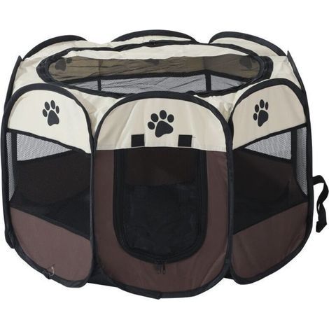 Faltbarer Hundezwinger und Katzengehege – Innen-/Außengehege – Langlebiges 600D Oxford-Mesh – Maße S 74x74x43 cm, L 91x91x58 cm (1/5)