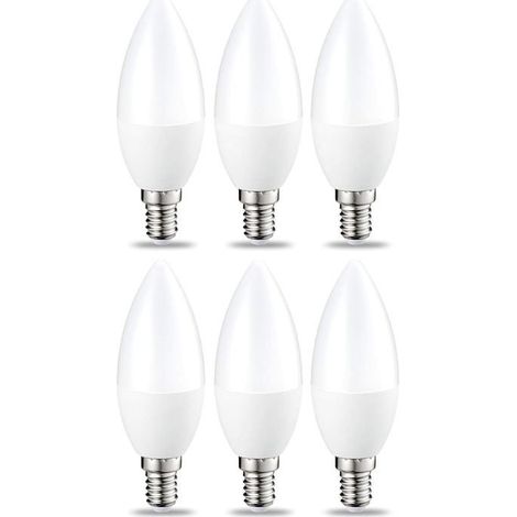 Ecleanfy - Lot de 6 petites ampoules LED en forme de flamme Culot Edison à vis E14 4.9 W (équivalent 40 W) Blanc chaud Intensité non variable (1/3)