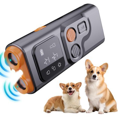 Suppresseur de bruit canin : dispositif d'écorce de chien rechargeable, bateau dissuasif Réduction du bruit Entraîneur anti barres avec écran HD et lampe de poche LED, arrêt d'aboiement intérieur (1/5)