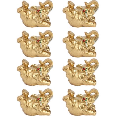 8 Pièces Statuette Éléphant Résine Décoration de Table Moderne Idée Cadeau Anniversaire Doré (1/5)