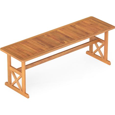 Gartenbank aus Akazienholz, 130 cm, bietet Platz für 2-3 Personen, Lattenrost-Design