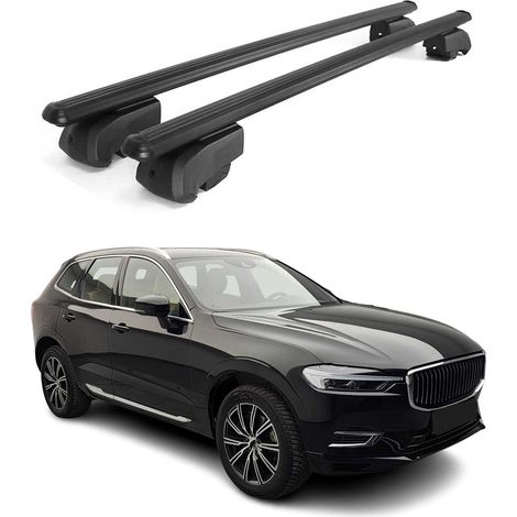 OMAC Aluminium Dachträger Querträger für Volvo XC60 II 2018-2026 – City Crash – ISO/PAS 11154:2006 – Abschließbar – Max. 75 kg – 2 Stangen Schwarz (1/5)
